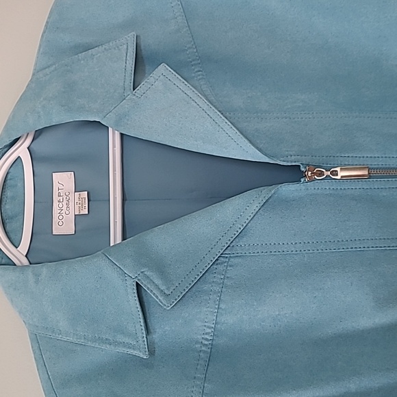 NWOT Conrad C Faux Seude Caribbean Blue Jacket - Picture 3 of 16